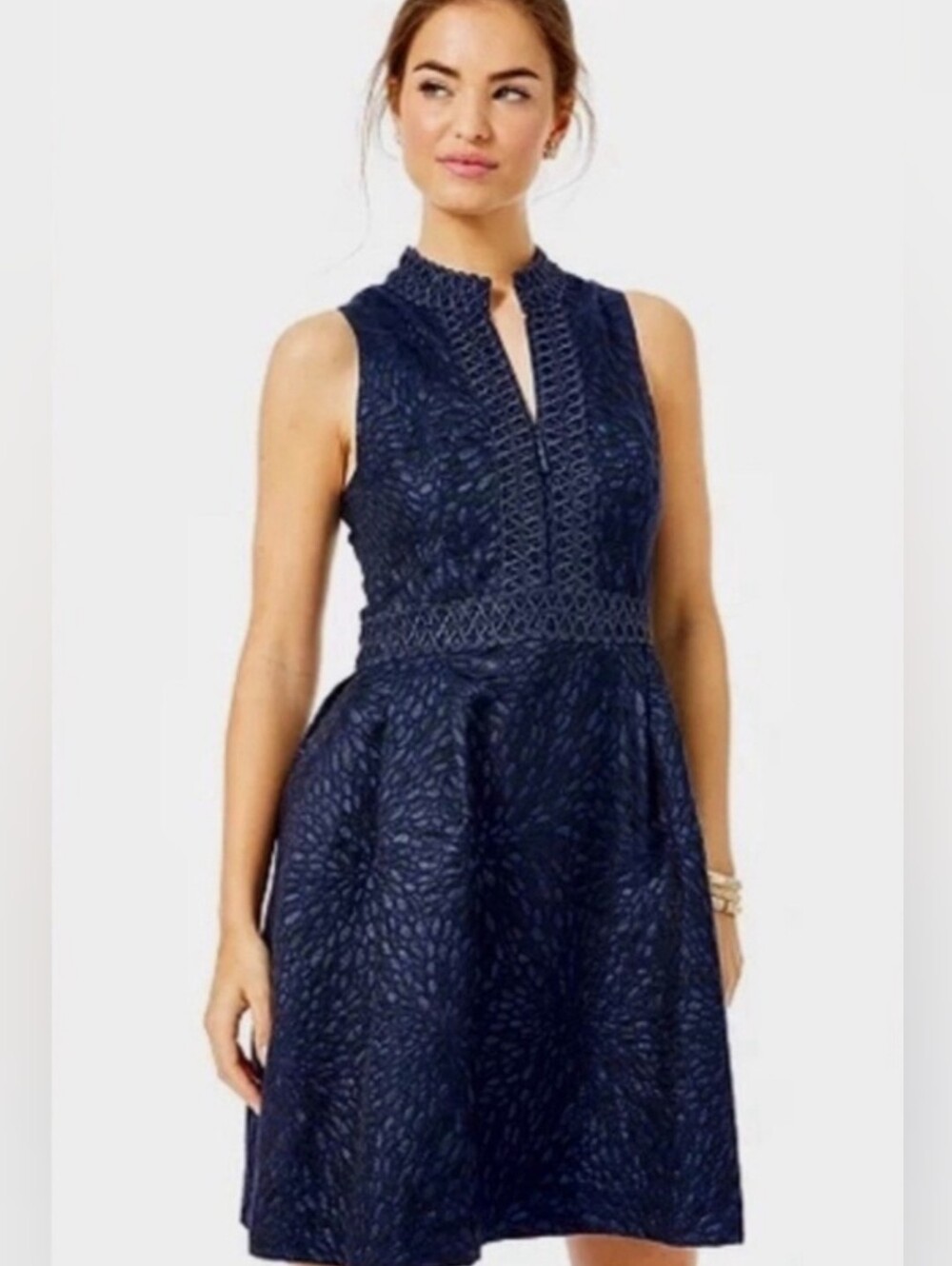 Lilly Pulitzer Franci Dress in True Navy Metallic Lagoon Jacquard Size 12